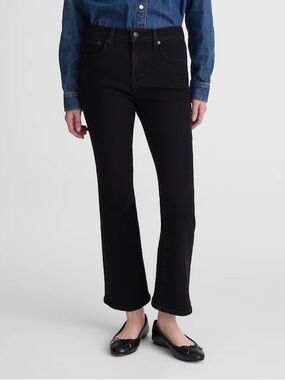 Madewell women’s The Short Flare Crop Jean Super Stretch Denim black Sz 31S NWT